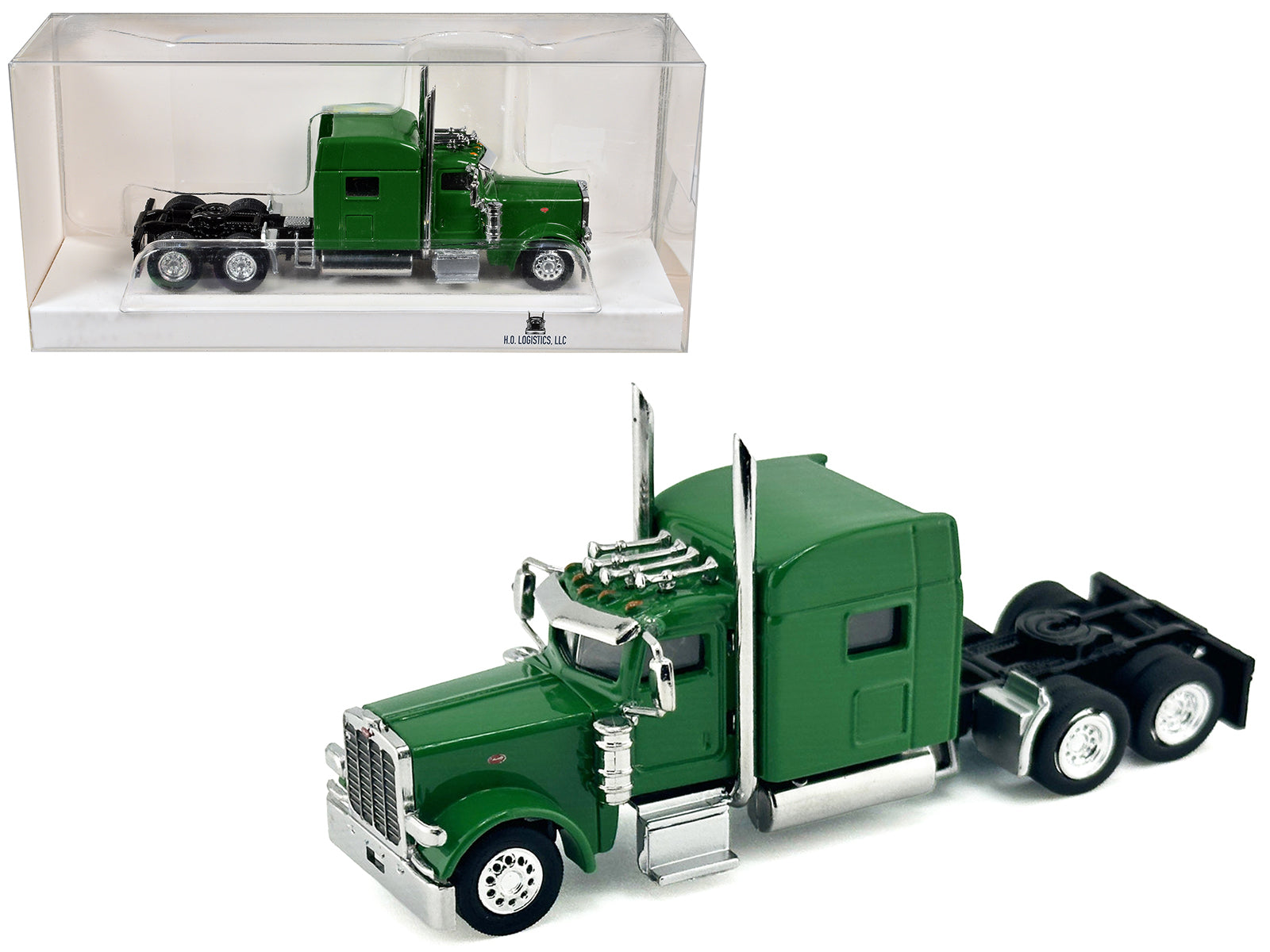 Peterbilt 389 Truck Tractor with Sleeper Cab Green 1/87 (HO) Scale Plastic Model Car by HO Logistics