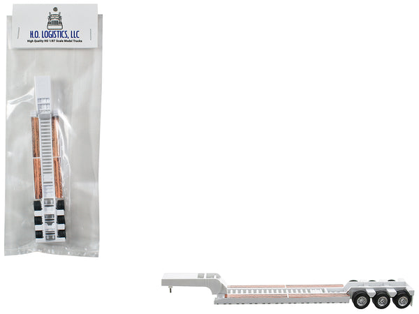 Low Boy Flatbed Trailer White 1/87 (HO) Plastic Model Car by HO Logistics