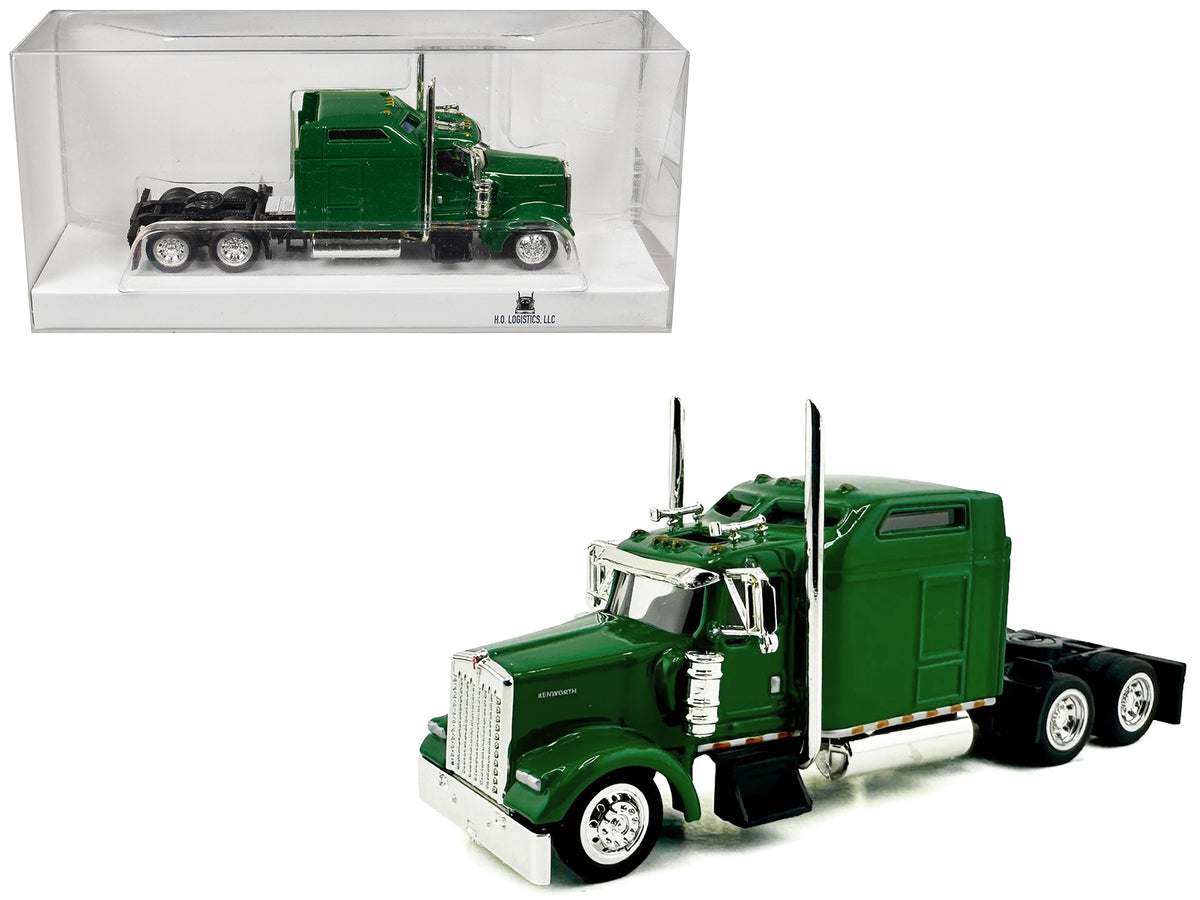 Kenworth W900L Truck Tractor with Sleeper Cab Green 1/87 (HO) Scale Plastic Model Car by HO Logistics