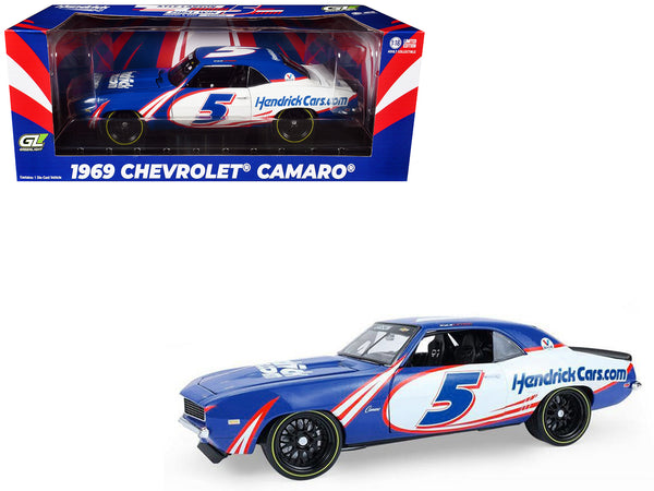 1969 Chevrolet Camaro #5 Kyle Larson "Hendrick Motorsports First Win Tribute" Blue and White with Graphics 1/18 Diecast Model Car by Highway 61