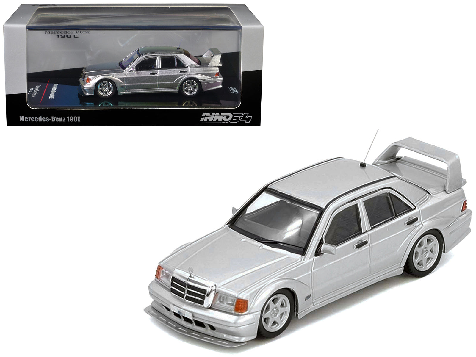 Mercedes-Benz 190E 2.5-16 Evolution II Silver Metallic 1/64 Diecast Model Car by Inno Models