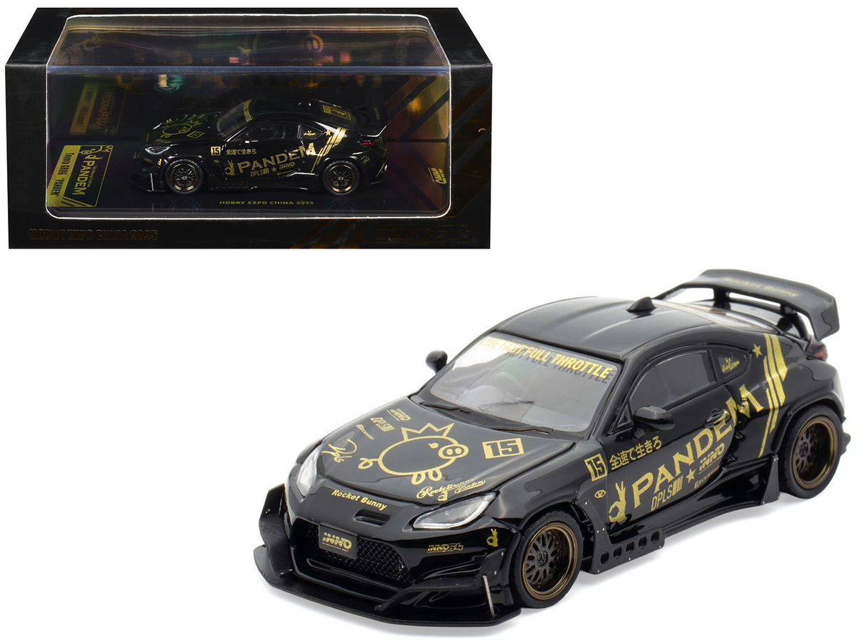 Toyota GR86 "Pandem" RHD (Right Hand Drive) Black with Gold Graphics "Hobby Expo China 2025 Event Exclusive" 1/64 Diecast Model Car by Inno Models
