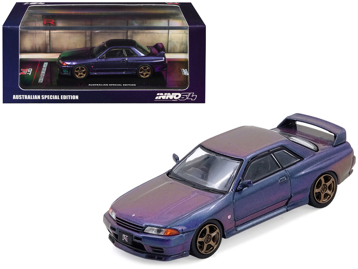 Nissan Skyline GT-R (R32) RHD (Right Hand Drive) Midnight Purple Metallic "Australian Special Edition" 1/64 Diecast Model Car by Inno Models