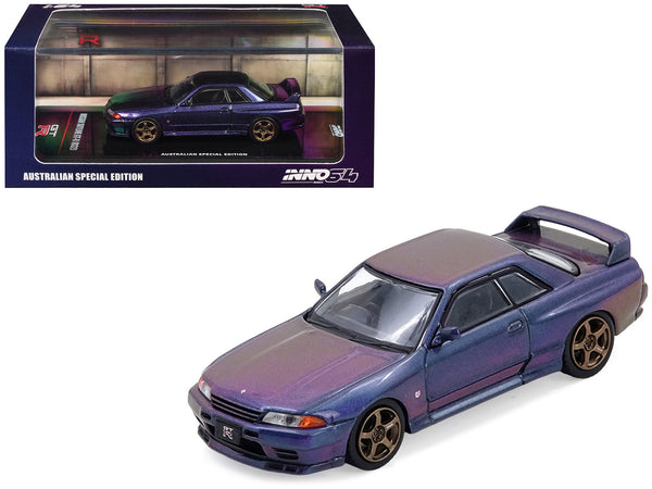 Nissan Skyline GT-R (R32) RHD (Right Hand Drive) Midnight Purple Metallic "Australian Special Edition" 1/64 Diecast Model Car by Inno Models