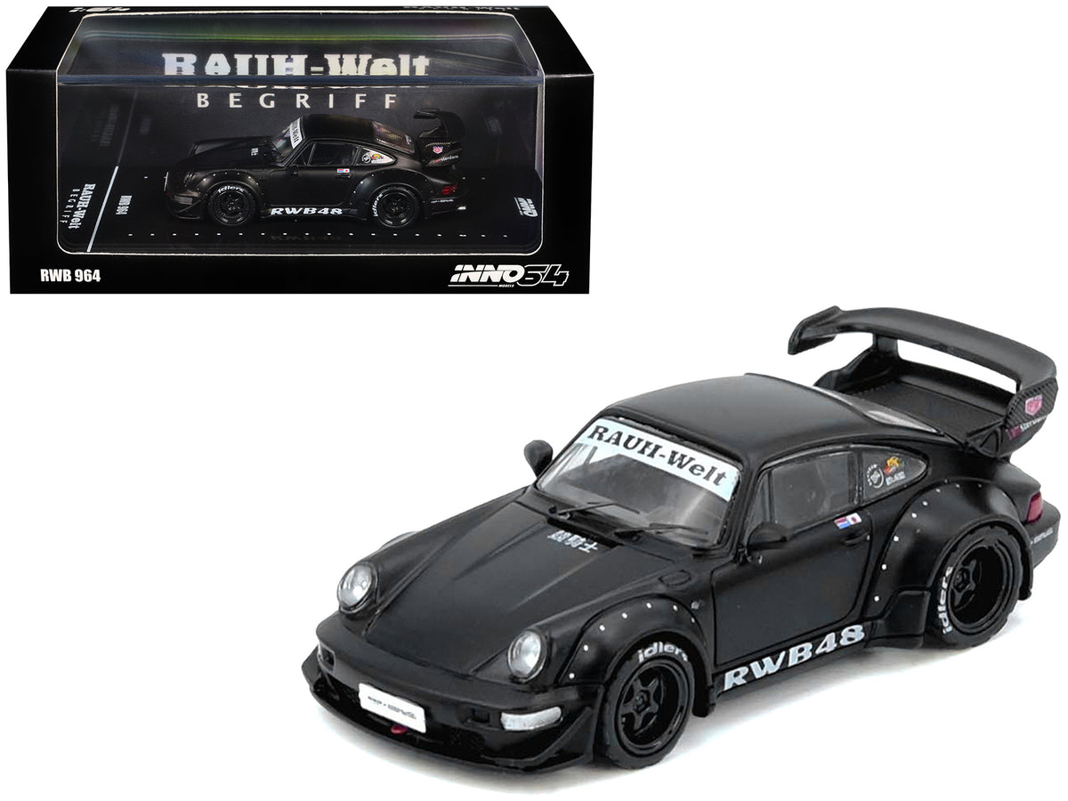 RWB 964 Matt Black 1/64 Diecast Model Car by Inno Models