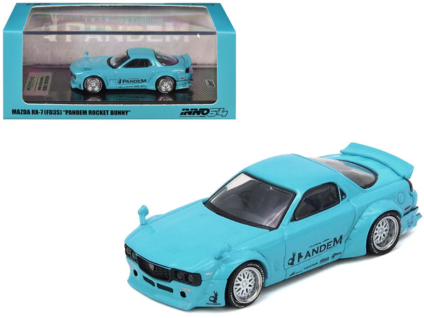 Mazda RX-7 (FD3S) RHD (Right Hand Drive) "Pandem Rocket Bunny" Light Blue 1/64 Diecast Model Car by Inno Models
