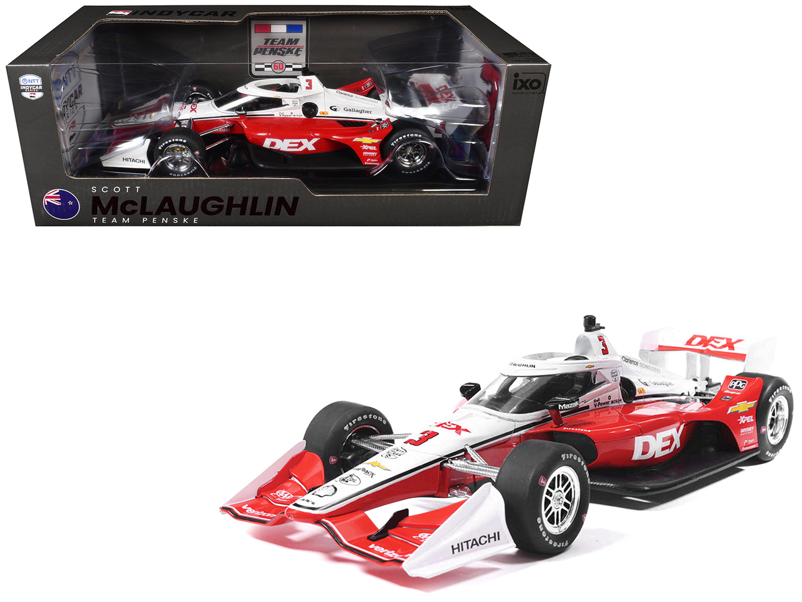 Dallara IndyCar #3 Scott McLaughlin "DEX" Team Penske (Road Course Configuration) "NTT IndyCar Series" (2026) 1/18 Diecast Model Car by IXO Models