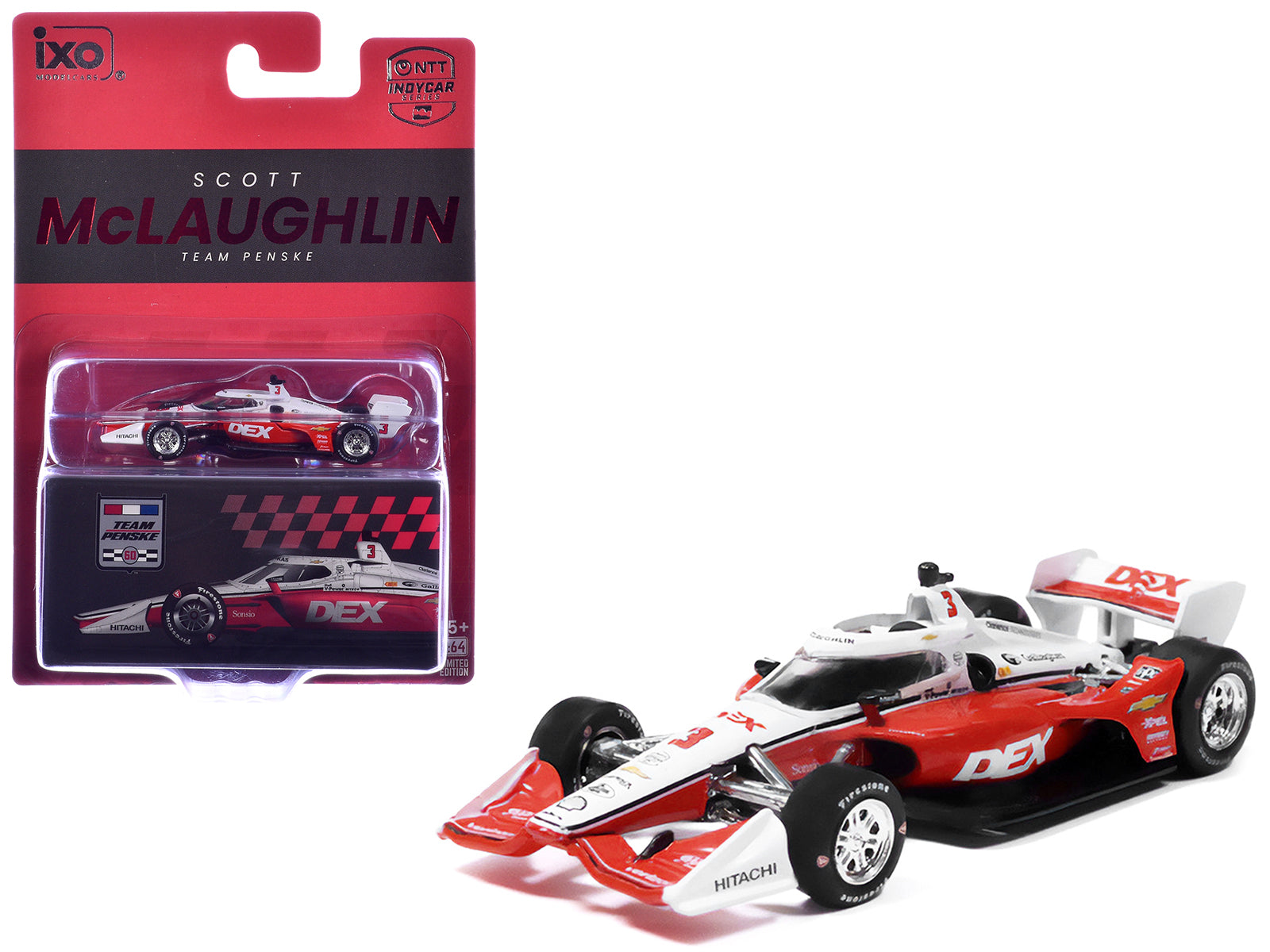 Dallara IndyCar #3 Scott McLaughlin "DEX" Team Penske (Road Course Configuration) "NTT IndyCar Series" (2026) 1/64 Diecast Model by IXO Models