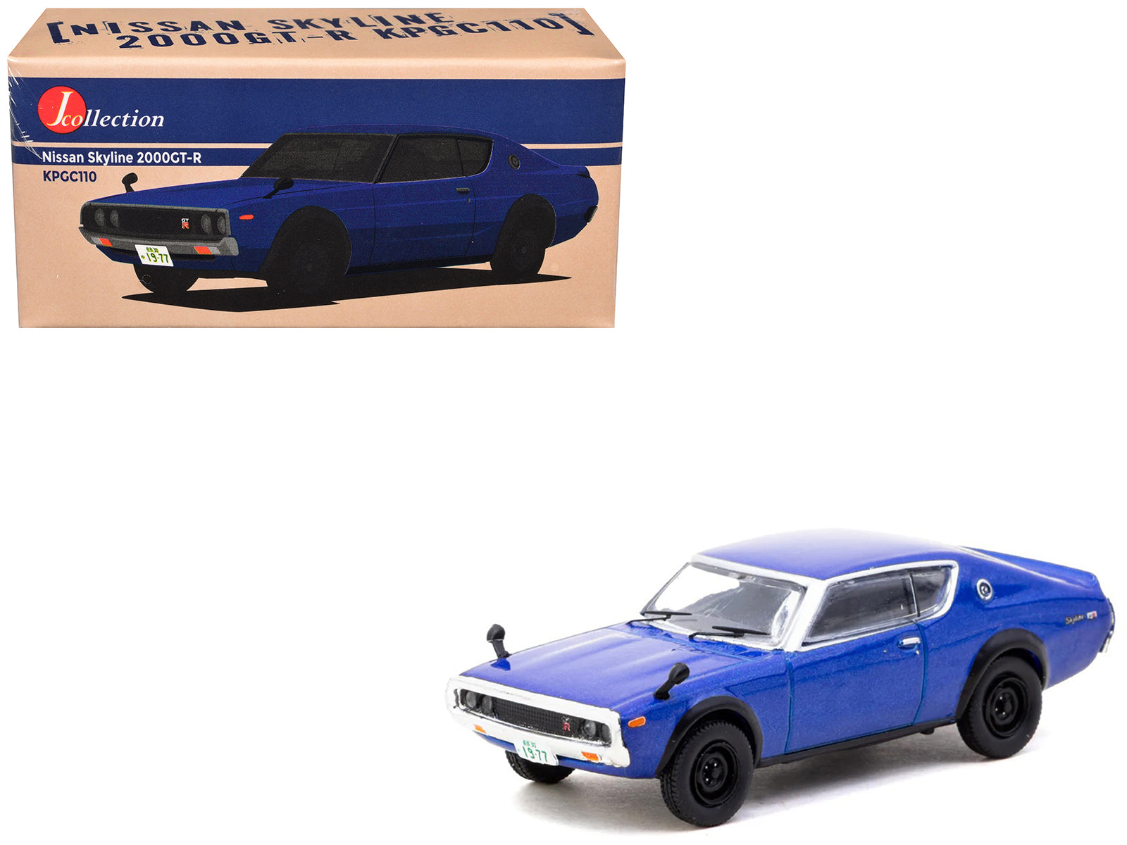 Nissan Skyline 2000GT-R KPGC110 RHD (Right Hand Drive) Blue Metallic "J Collection" Series 1/64 Diecast Model by Tarmac Works