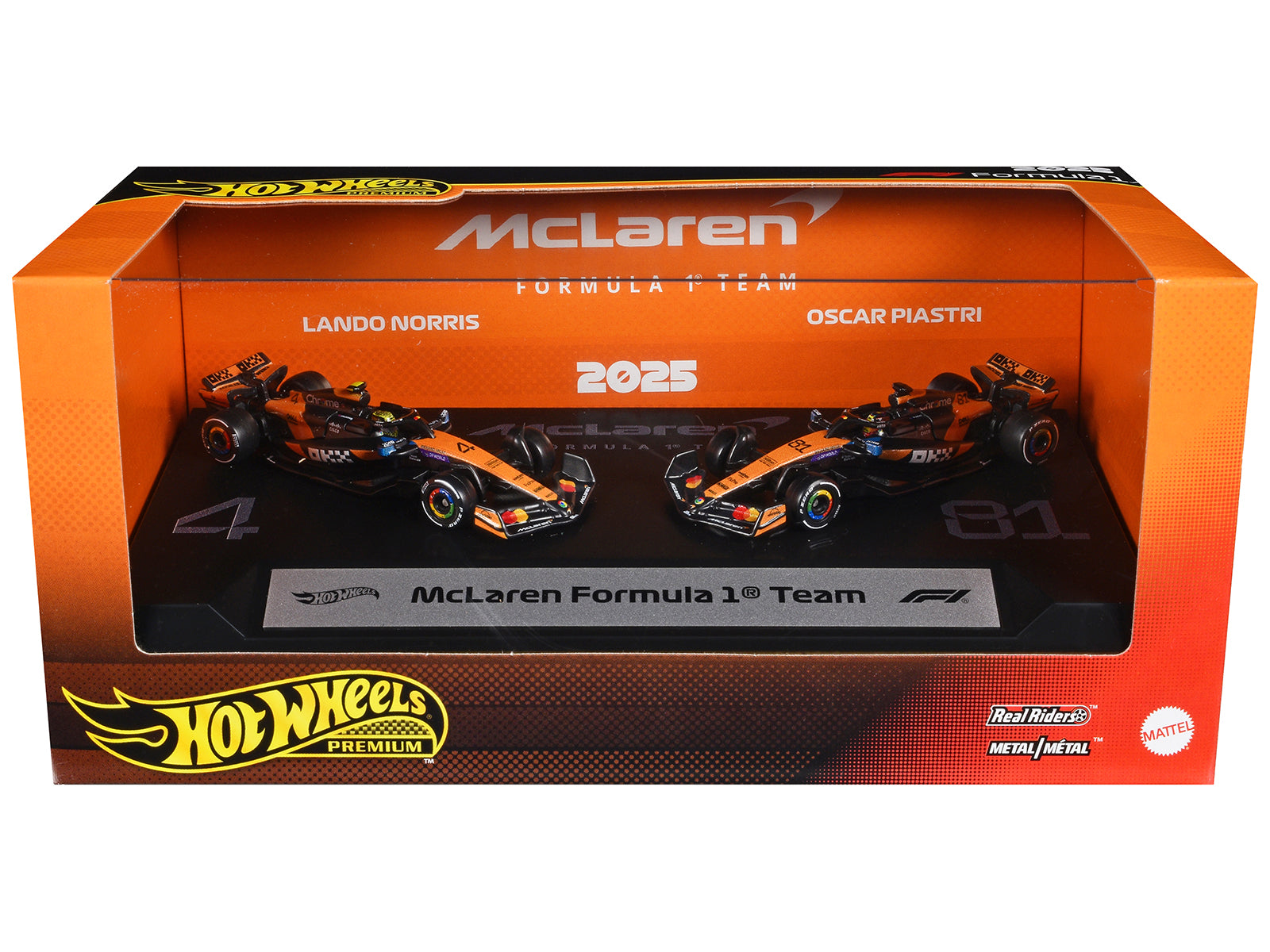 "McLaren Formula 1 Team" Formula One F1 World Championship (2025) 2 Piece Set Diecast Model Cars by Hot Wheels