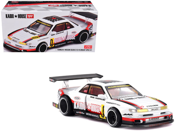 Nissan Silvia S13-R "Circuit Spec V1" RHD (Right Hand Drive) White with Graphics (Designed by Jun Imai) "Kaido House" Special 1/64 Diecast Model Car by Mini GT