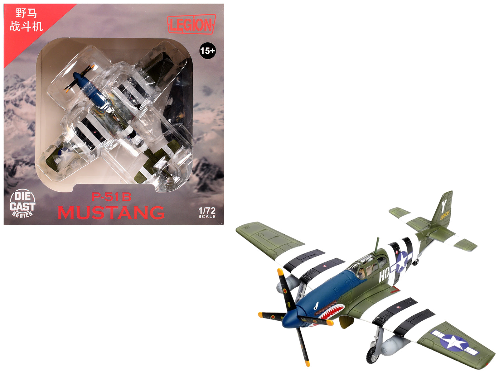 North American P-51B Mustang Aircraft "John Bennett 487th Fighter Squadron 352nd Fighter Group Blue-Nosed Bastards of Bodney RAF Bodney" (1944) United States Army Air Forces 1/72 Diecast Model Airplane by Legion