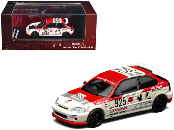 Honda Civic Type R (EK9) RHD (Right Hand Drive) #925 "Idemitsu Motion" White and Red 1/64 Diecast Model Car by MotorHelix