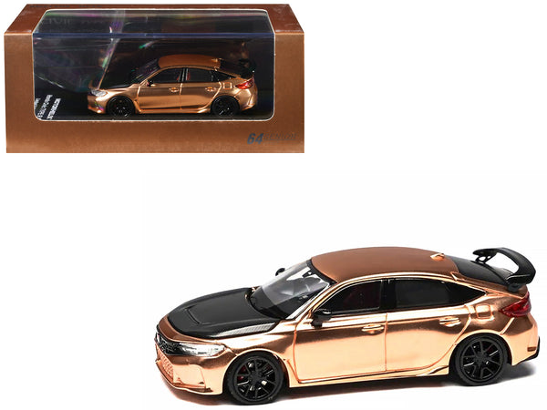 Honda Civic Type R (FL5) RHD (Right Hand Drive) Electroplating Copper Metallic with Carbon Hood "Hong Kong Toycar Salon 2025" "Senior 64" Series Limited Edition to 599 pieces Worldwide 1/64 Diecast Model Car by MotorHelix