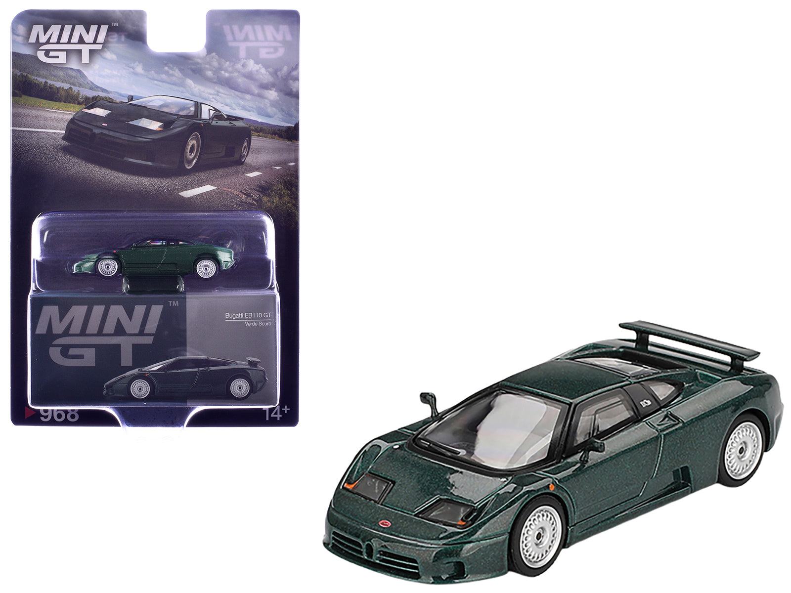 Bugatti EB110 GT Verde Scuro Dark Green Metallic Limited Edition 1/64 Diecast Model Car by Mini GT