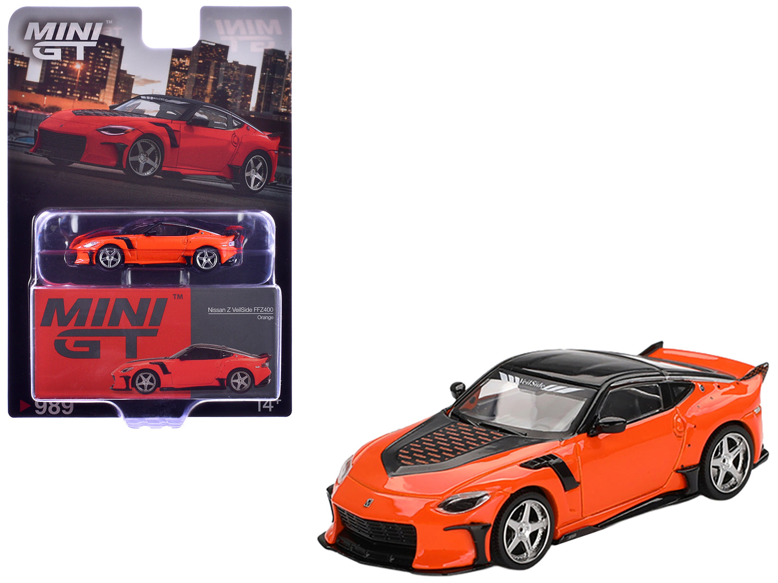 Nissan Z VeilSide FFZ400 Orange with Black Top Limited Edition 1/64 Diecast Model Car by Mini GT