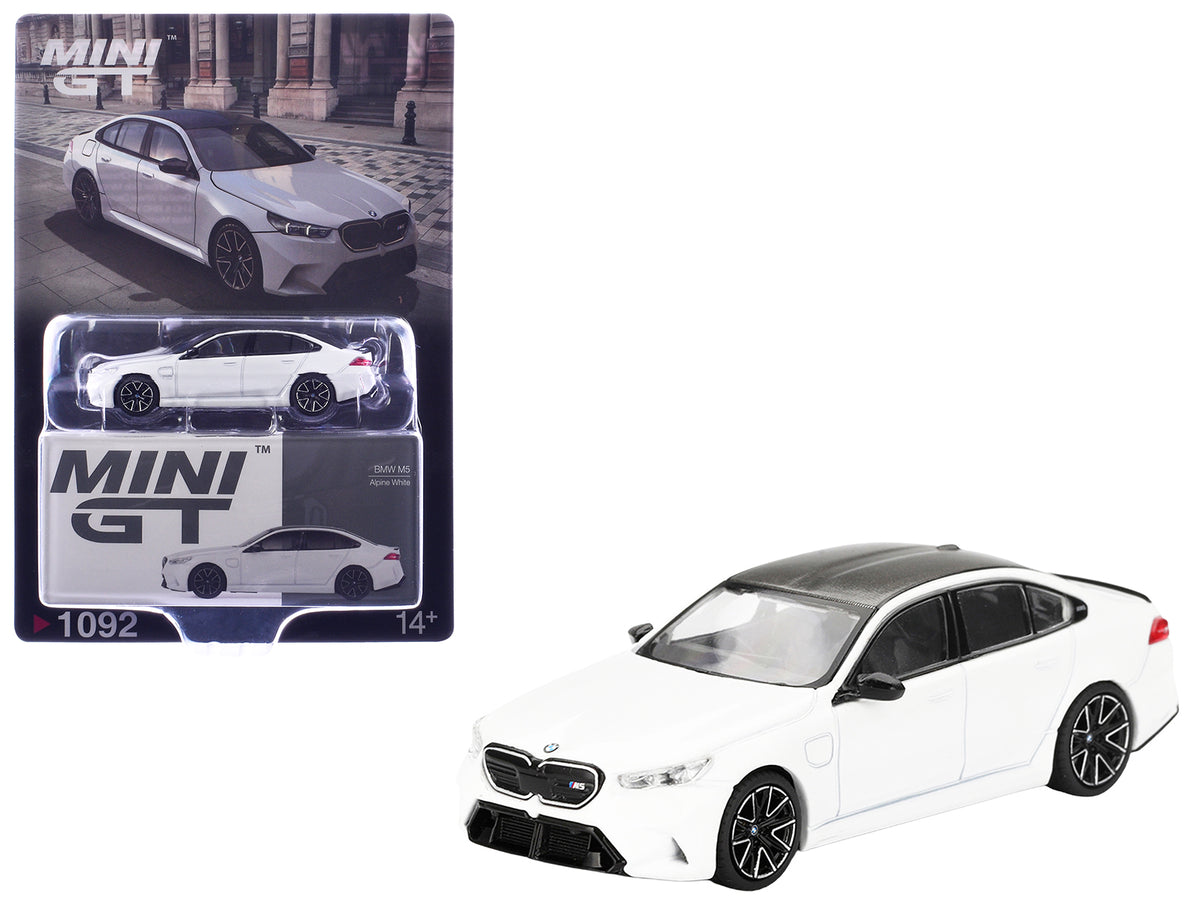 BMW M5 Alpine White with Carbon Top Limited Edition 1/64 Diecast Model Car by Mini GT