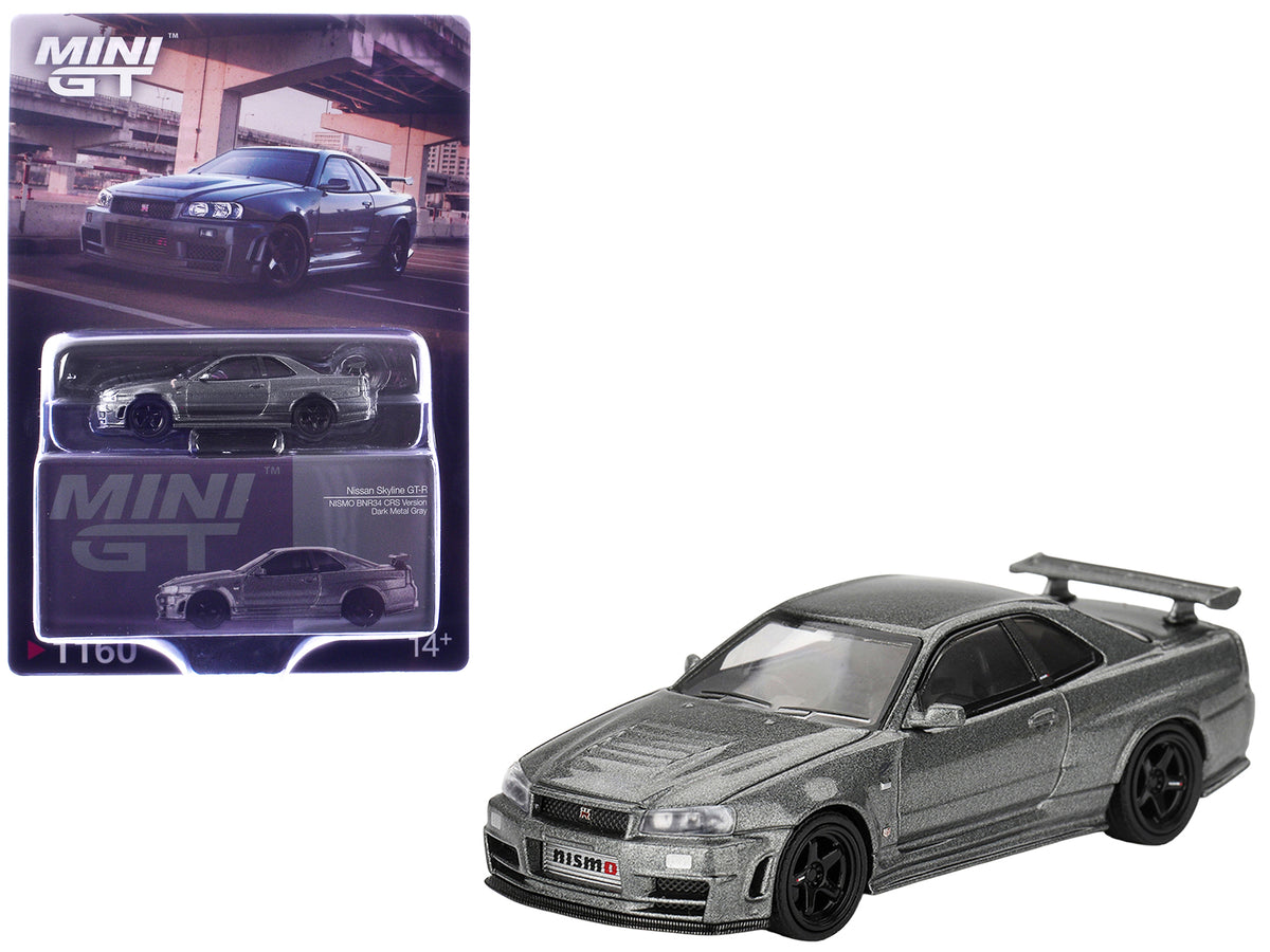 Nissan Skyline GT-R (NISMO BNR34 CRS Version) RHD (Right Hand Drive) Dark Metal Gray Metallic Limited Edition 1/64 Diecast Model Car by Mini GT