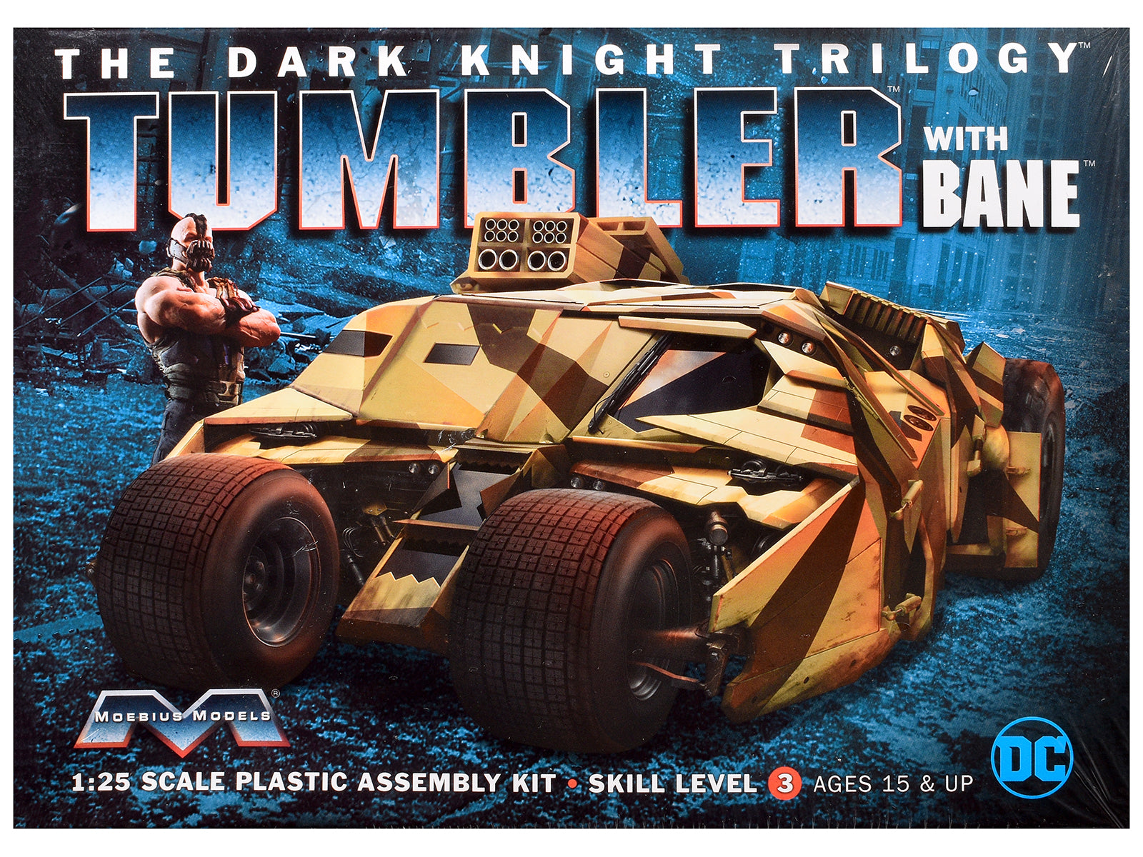 Skill 3 Model Kit Batmobile Tumbler with Bane Figure "Batman Dark Knight Trilogy" Movie Franchise 1/25 Scale Model by Moebius