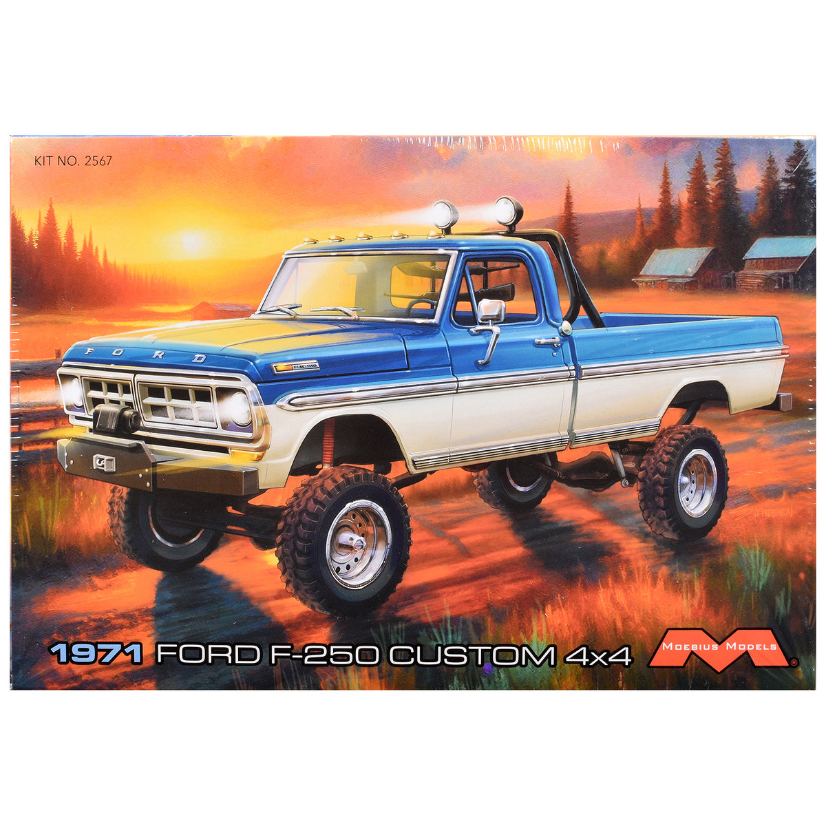Skill 3 Model Kit 1971 Ford F-250 Custom Lifted 4x4 Pickup Truck 1/25 Scale Model by Moebius