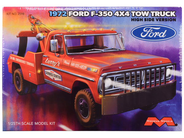 Skill 3 Model Kit 1972 Ford F-350 4x4 Tow Truck High Side Version 1/25 Scale Model by Moebius