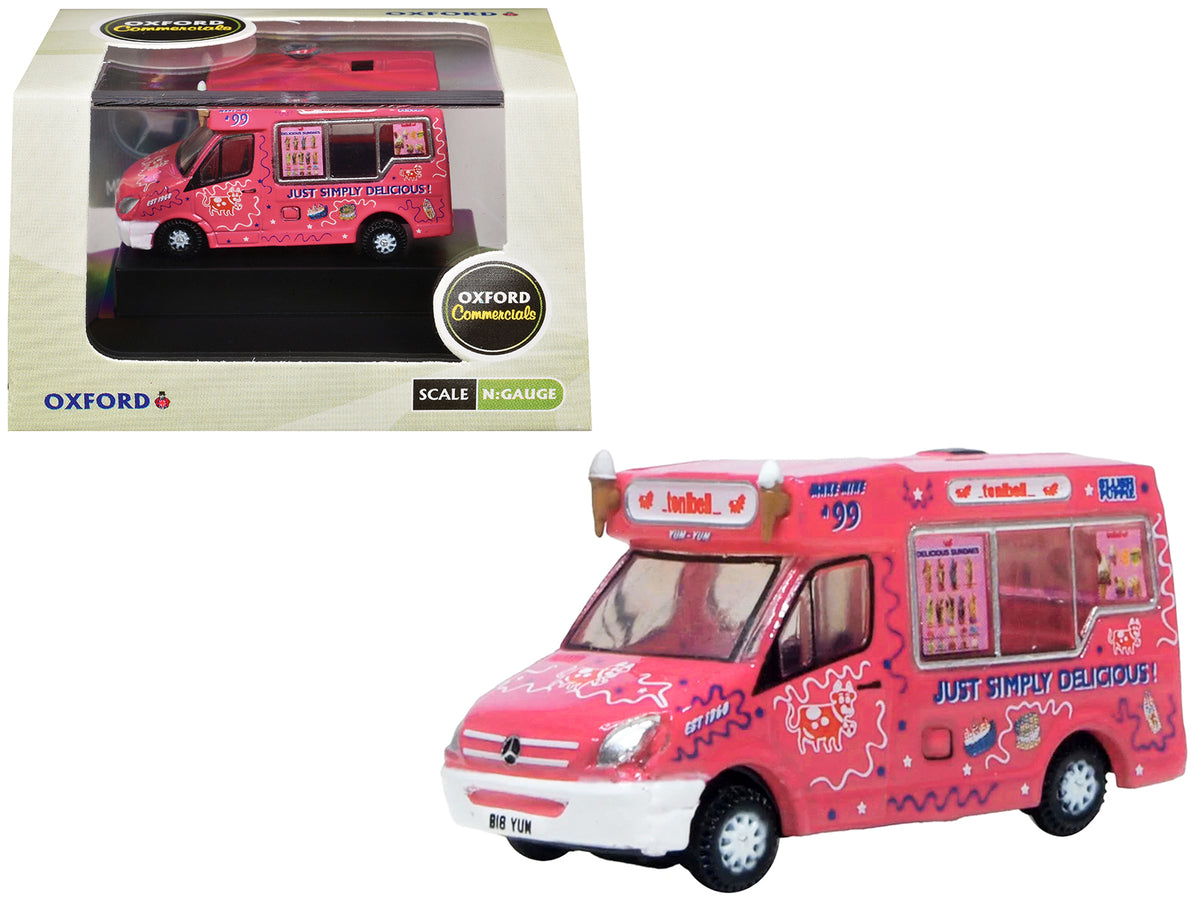 Whitby Mondial Ice Cream Van "Tonibell" Pink with Graphics 1/76 (OO) Scale Diecast Model Car by Oxford Diecast