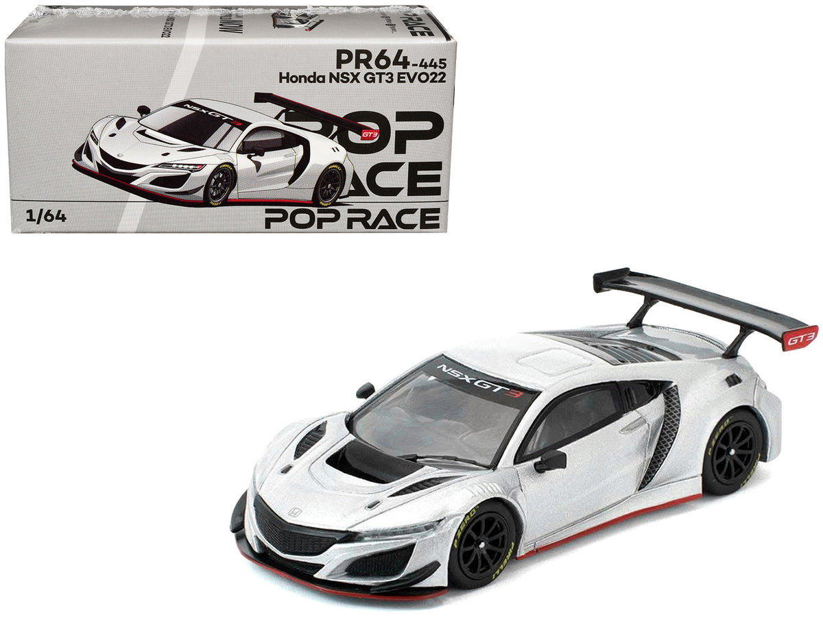 Honda NSX GT3 EVO22 Silver Metallic "Brazilian Event Exclusive" 1/64 Diecast Model Car by Pop Race