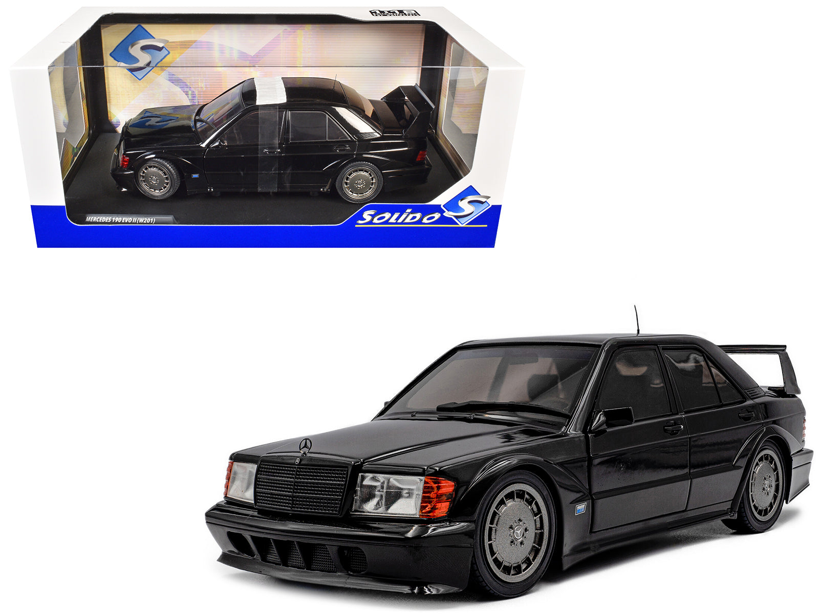 Mercedes Benz 190 Evolution II (W201) "Solido Works" Black 1/18 Diecast Model Car by Solido