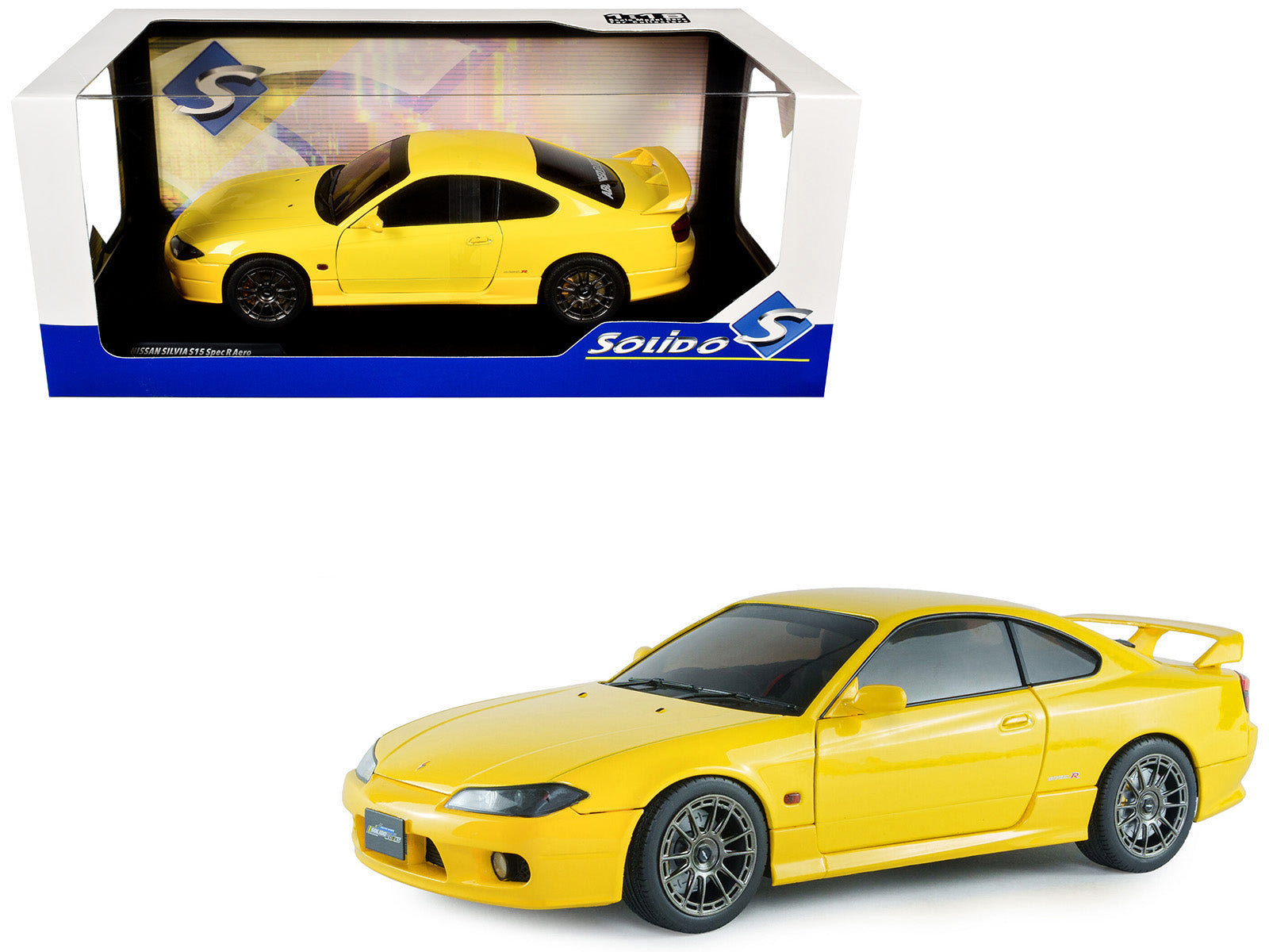 1999 Nissan Silvia (S15) Spec-R Aero RHD (Right Hand Drive) Lightning Yellow 1/18 Diecast Model Car by Solido
