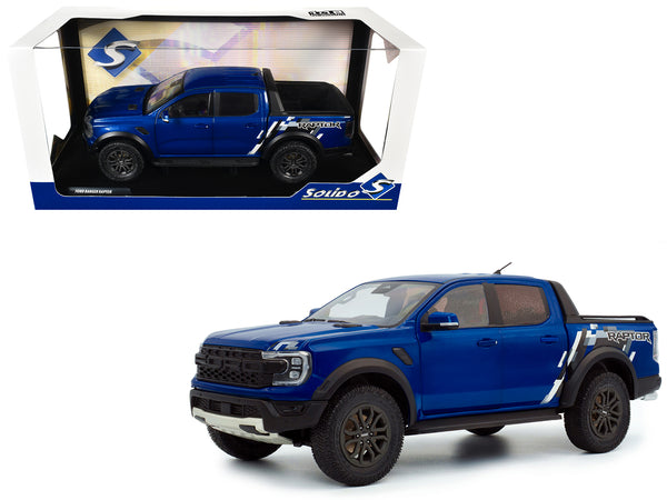2024 Ford Ranger Raptor Pickup Truck Blue Lightning Metallic 1/18 Diecast Model Car by Solido