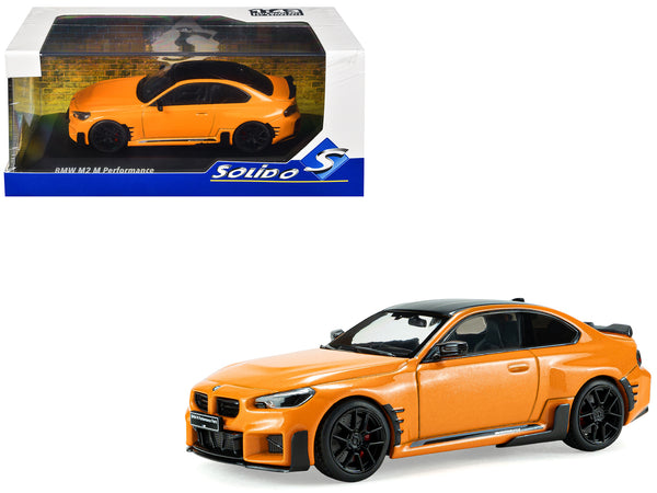 2024 BMW M2 M Performance Papaya Orange Metallic with Black Top 1/43 Diecast Model Car by Solido