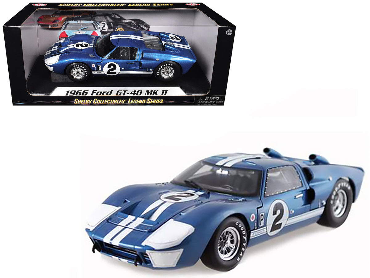 1966 Ford GT40 GT 40 Mark II #2 Blue 12 Hours of Sebring 1/18 Diecast Car Model by Shelby Collectibles