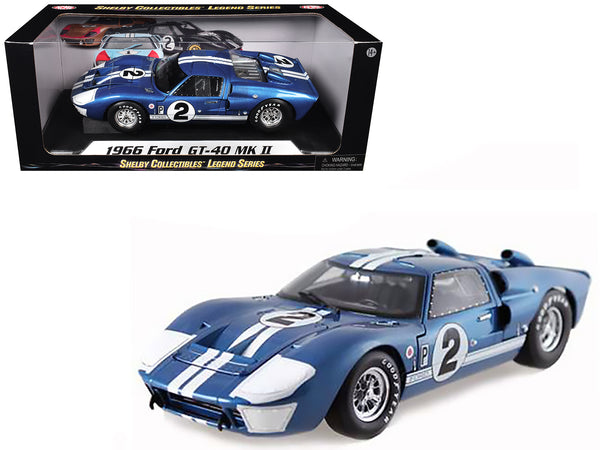 1966 Ford GT40 GT 40 Mark II #2 Blue 12 Hours of Sebring 1/18 Diecast Car Model by Shelby Collectibles
