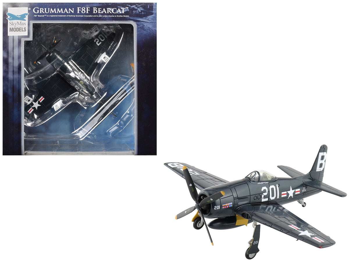 Grumman F8F-2P Bearcats Fighter Aircraft "121714 Duxford (Restored Plane)" (2014) United States Navy "SkyMax Flying Heroes" 1/72 Diecast Model by Hobby Master