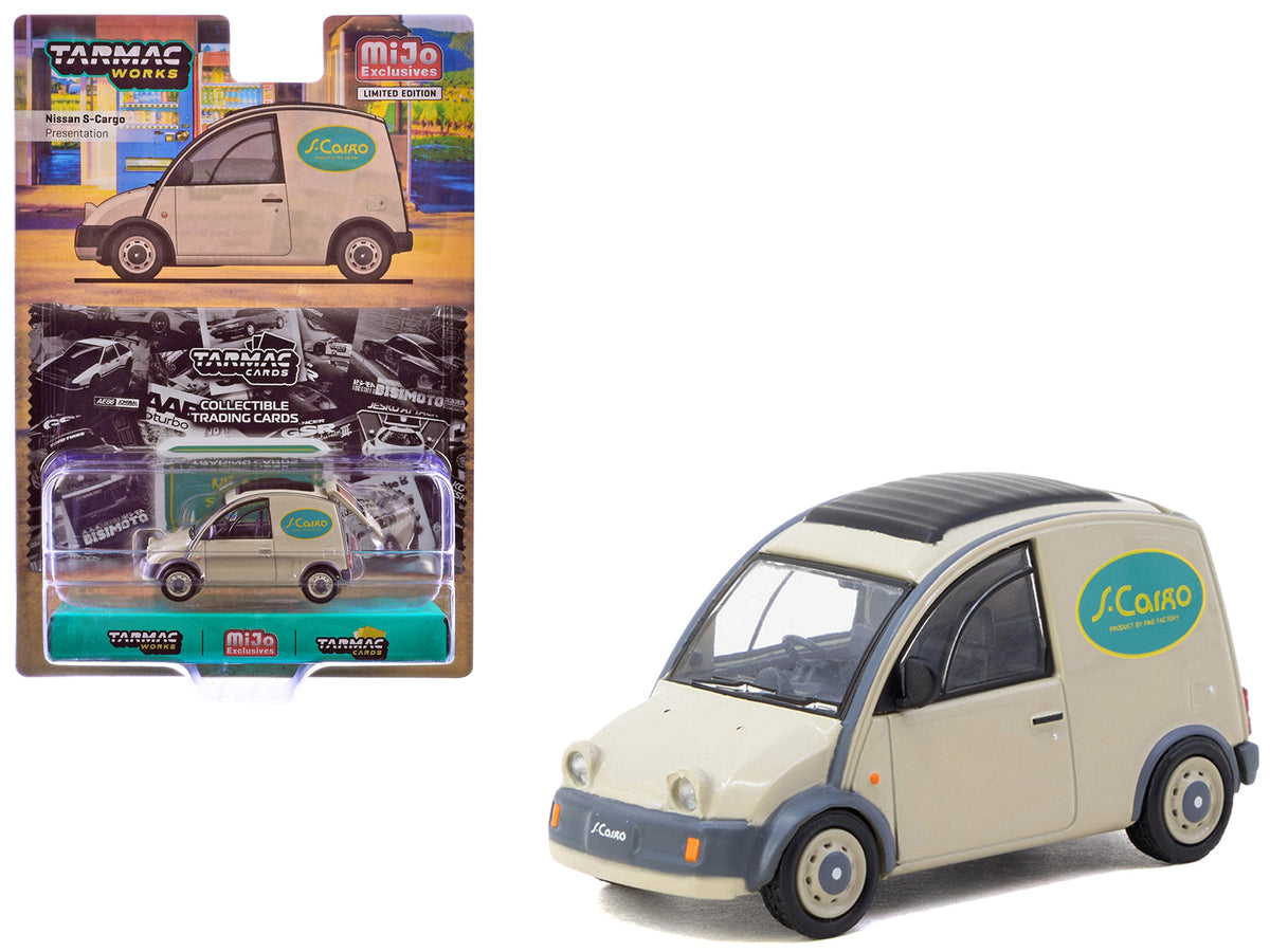 Nissan S-Cargo Van RHD (Right Hand Drive) "Presentation" Beige with Tarmac Cards "Global64" Series 1/64 Diecast Model Car by Tarmac Works
