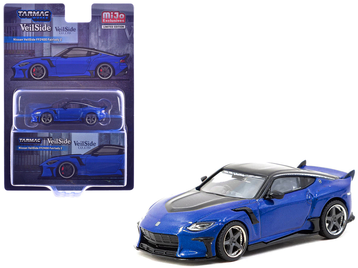 Nissan VeilSide FFZ400 Fairlady Z RHD (Right Hand Drive) Blue Metallic with Black Top "Global64" Series 1/64 Diecast Model by Tarmac Works