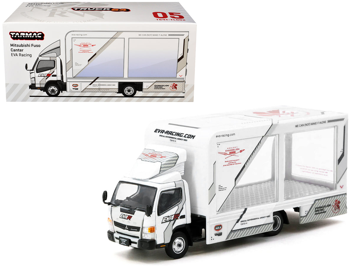Mitsubishi Fuso Canter Mobile Display Truck RHD (Right Hand Drive) "EVA Racing" White with Graphics "Truck64" Series 1/64 Diecast Model Car by Tarmac Works