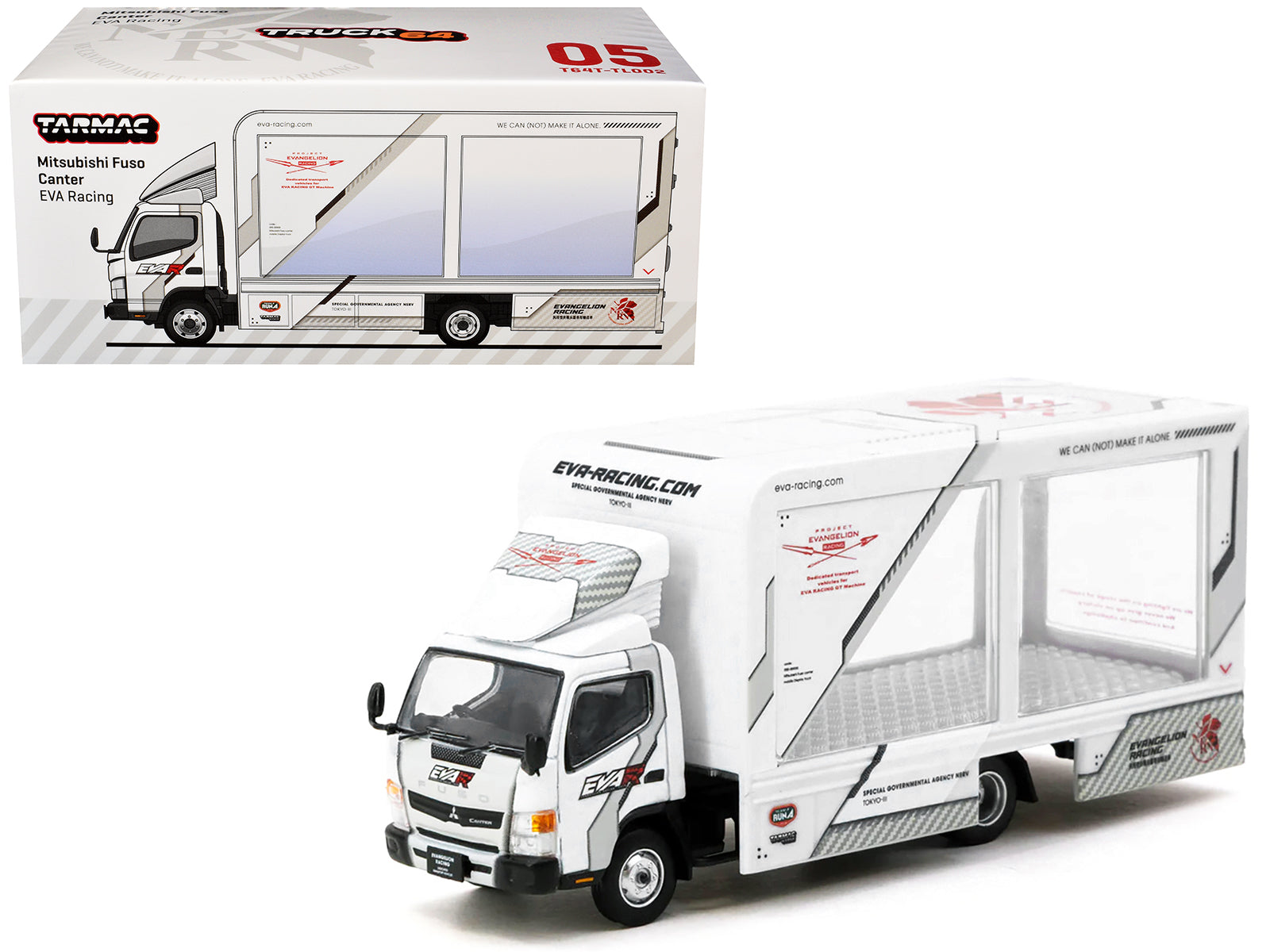 Mitsubishi Fuso Canter Mobile Display Truck RHD (Right Hand Drive) "EVA Racing" White with Graphics "Truck64" Series 1/64 Diecast Model Car by Tarmac Works