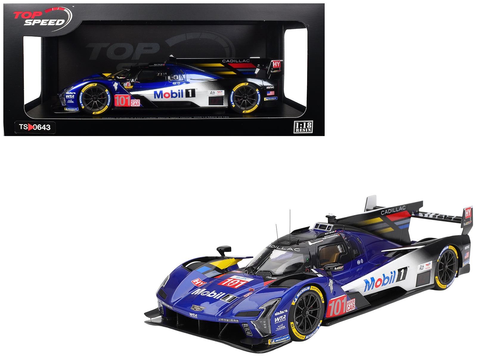 Cadillac V-Series.R #101 Filipe Albuquerque - Jordan Taylor - Ricky Taylor "Cadillac Wayne Taylor Racing" FIA WEC "24 Hours of Le Mans" (2025) 1/18 Model Car by Top Speed