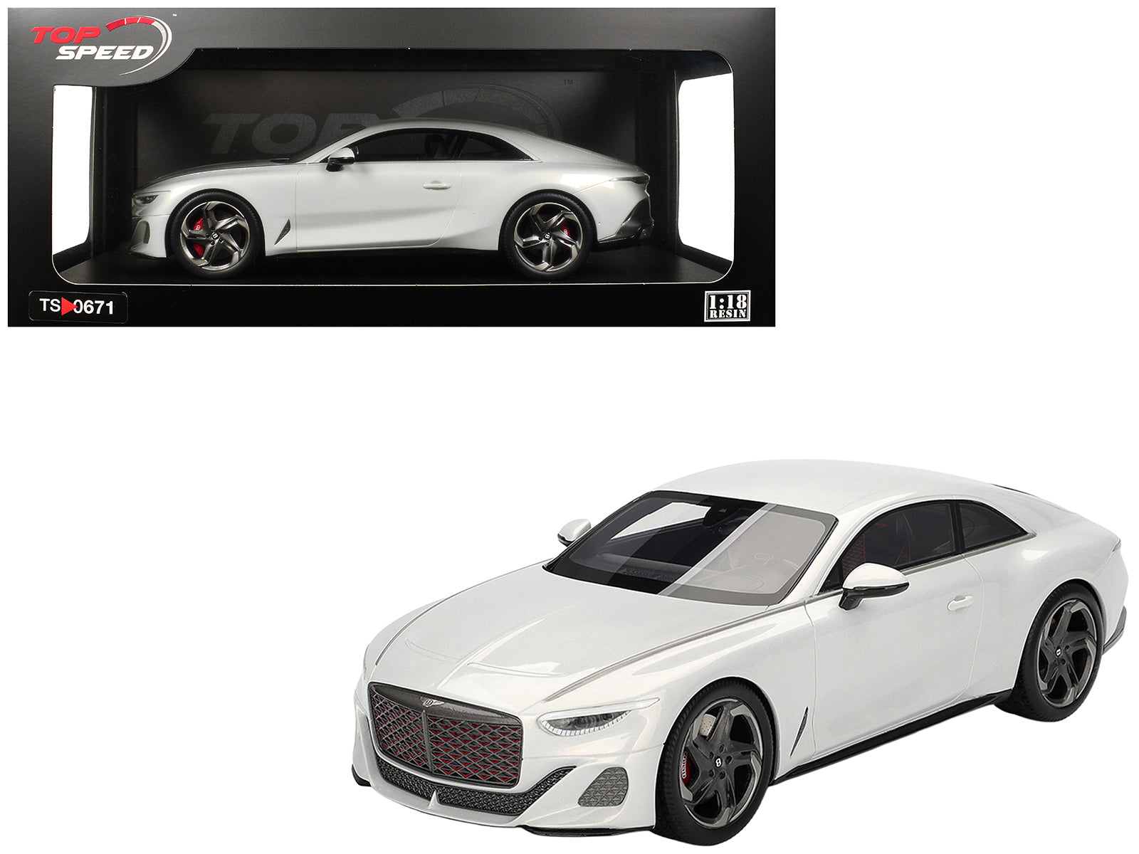 Bentley Batur Bonneville Pearl White Metallic 1/18 Model Car by Top Speed