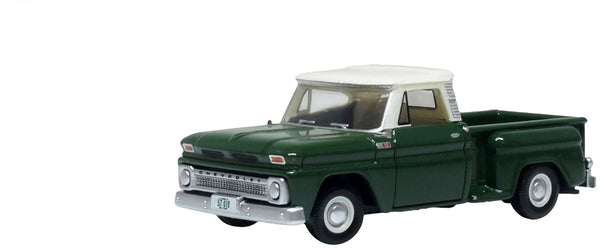 1965 Chevrolet C10 Stepside Pickup Truck Dark Green with Ivory Top 1/87 (HO) Sca