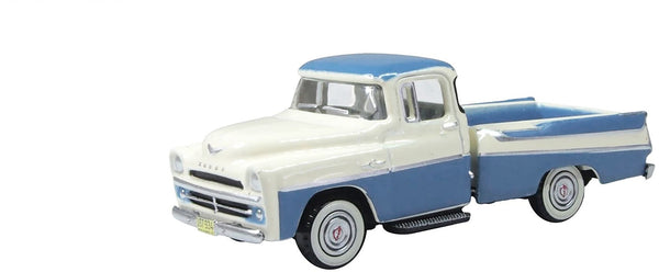1957 Dodge D100 Sweptside Pickup Truck Ice Blue and Glacier White 1/87 (HO) Scal