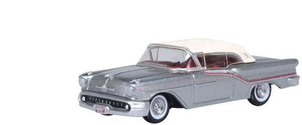 1957 Oldsmobile 88 Convertible (Top-Up) Juneau Gray with White Top and Red Inter
