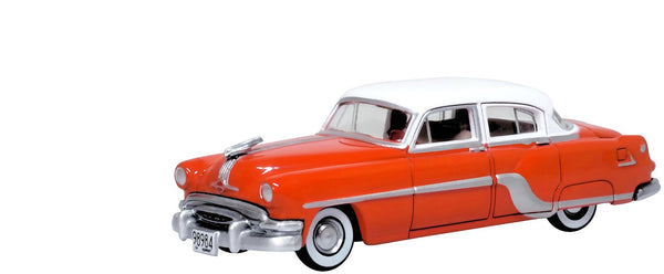 1954 Pontiac Chieftain 4 Door Coral Red with Winter White Top 1/87 (HO) Scale Di