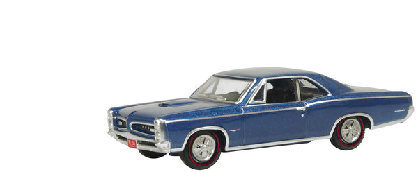 1966 Pontiac GTO Fontaine Blue Metallic 1/87 (HO) Scale Diecast Model Car by Oxf