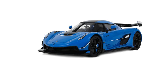 2025 Koenigsegg Jesko Blue Metallic with Black Stripes 1/18 Model Car by GT Spir