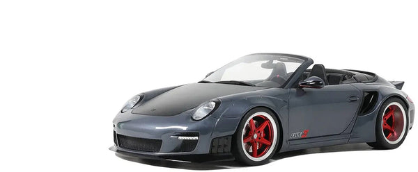 Porsche 911 LB-Works Alpha 9 Gray with Black Hood 1/18 Model Car by GT Spirit
