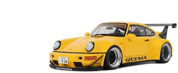 2024 Porsche 911 (964) RWB "Qeema" Yellow 1/18 Model Car by GT Spirit