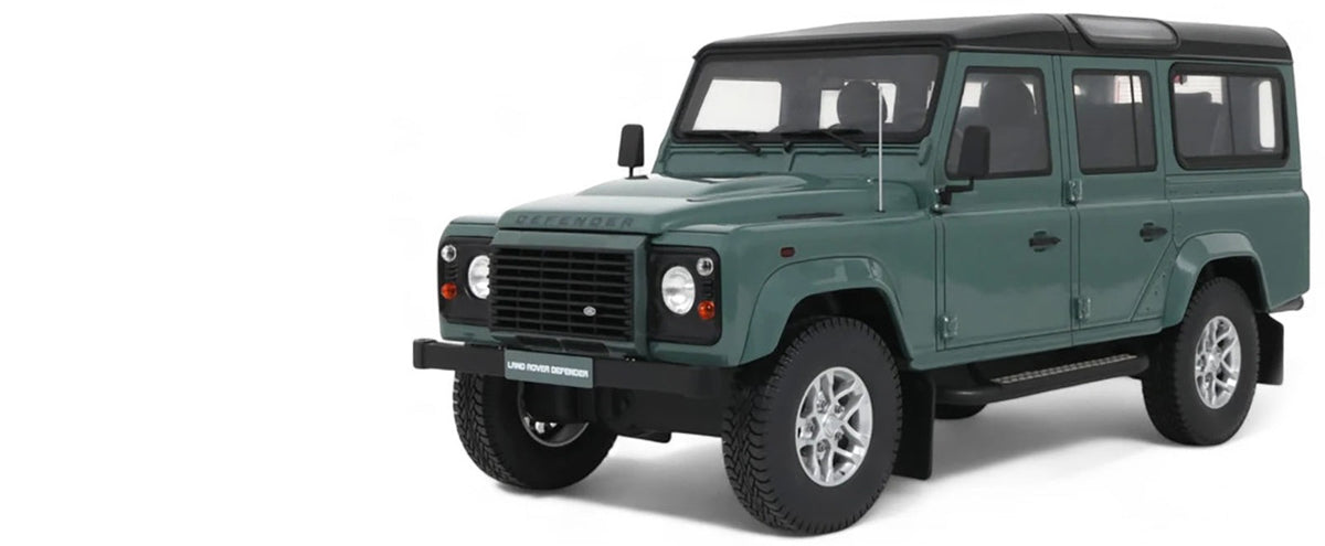 2016 Land Rover Defender 3 Station Wagon Green with Black Top 1/18 Model Car by GT Spirit