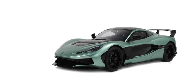 2024 Rimac Nevera R Green Metallic with Black Top 1/18 Model Car by GT Spirit